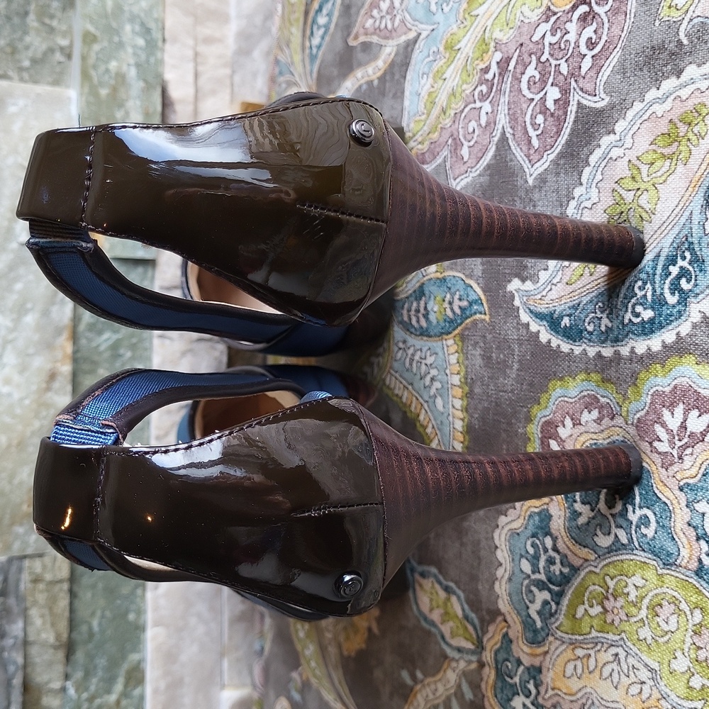 Rockport Blue With Brown Patent Women's Heels
